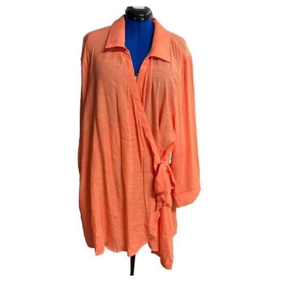 TIME & TRU Orange Top Wrap 3/4 Sleeves Size XL New With Tags - Picture 1 of 12